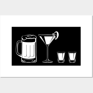 Stick Figure Family - Alcohol Themed - 2 Shots Posters and Art